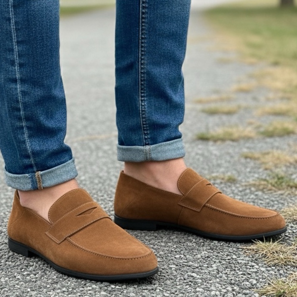 Wolf & Shepherd Men's Monaco Leather Loafer Shoes Brown Shoes Size Various